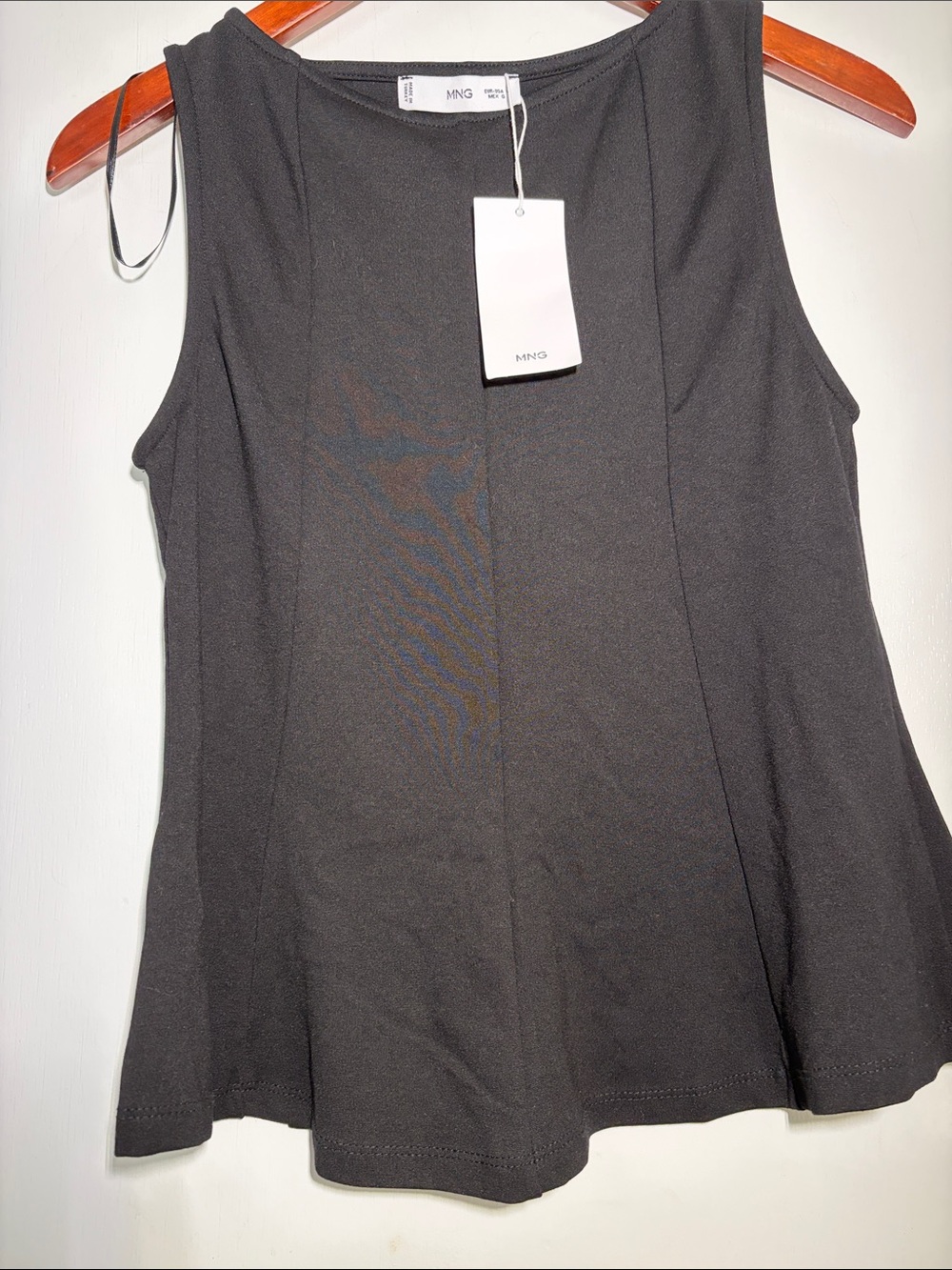 Mango Black Sleeveless Flared Tank Top